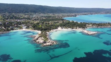 Karydi Sahili yakınlarındaki Sithonia kıyı şeridi, Chalkidiki, Orta Makedonya, Yunanistan