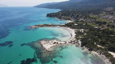 Karydi Sahili yakınlarındaki Sithonia kıyı şeridi, Chalkidiki, Orta Makedonya, Yunanistan