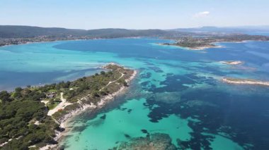 Karydi Sahili yakınlarındaki Sithonia kıyı şeridi, Chalkidiki, Orta Makedonya, Yunanistan
