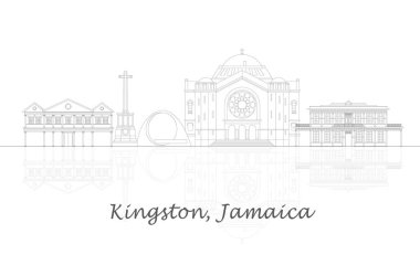 Jamaika 'nın Kingston şehrinin Skyline ana hatları - vektör illüstrasyonu