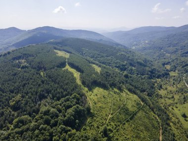 Bulgaristan 'ın Pernik Bölgesi, Kamenititsa zirvesi yakınlarındaki Erul Dağı' nın İnanılmaz Yaz Manzarası