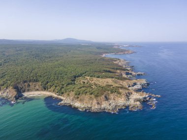 Bulgaristan 'ın Burgaz Bölgesi' nin Rezovo kasabası yakınlarındaki Silistar plajının hava manzarası