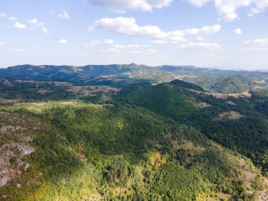Bulgaristan 'ın Pernik Bölgesi Dragovski kamak Tepesi yakınlarındaki Greben Dağı' nın şaşırtıcı sonbahar manzarası