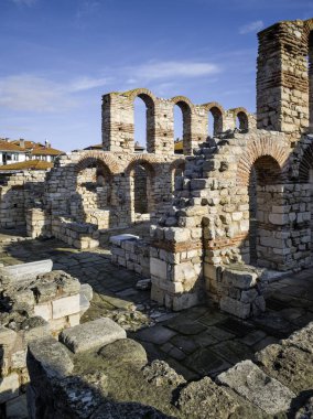 Bulgaristan 'ın Burgaz Bölgesi' nin Nessebar kentinin Büyüleyici Panoraması