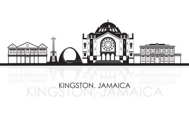 Jamaika Kingston şehrinin siluet Skyline panoraması - vektör illüstrasyonu