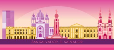 San Salvador, El Salvador şehrinin günbatımı Skyline panoraması
