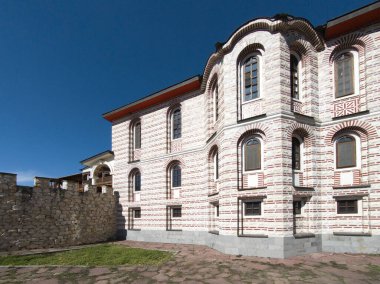 Bulgaristan 'ın Pernik Bölgesi, St. Kozma ve Damyan Ortaçağ Tsarnogorski (Gigintsi) manastırı Panoraması