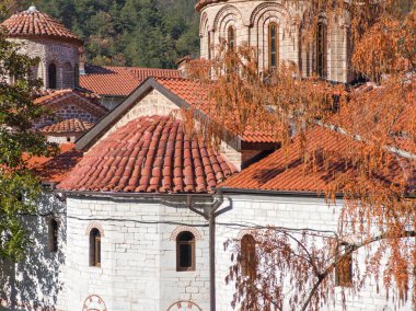 Bulgaristan 'ın Filibe Bölgesi' ndeki Ortaçağ Bachkovo Manastırı Manastırı 'nın sonbahar manzarası