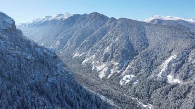 Bulgaristan 'ın Sofya Bölgesi Beli Iskar köyü yakınlarındaki Rila Dağı' nın kış manzarası