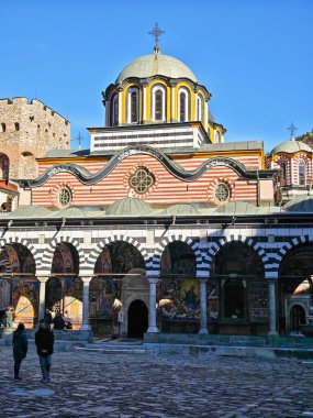 Bulgaristan 'ın Kyustendil Bölgesi, Rila (Rila Manastırı) Ortodoks Manastırı' nın sonbahar manzarası