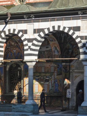 Bulgaristan 'ın Kyustendil Bölgesi, Rila (Rila Manastırı) Ortodoks Manastırı' nın sonbahar manzarası
