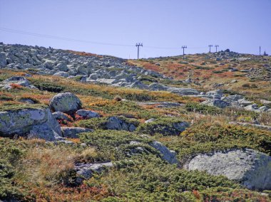 Bulgaristan 'ın Cherni Vrah zirvesi yakınlarındaki Vitosha Dağı' nın şaşırtıcı sonbahar manzarası