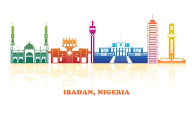 Nijerya 'nın Ibadan şehrinin renkli Skyline panoraması