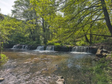 Bulgaristan 'ın başkenti Sofya' nın Pancharevo Gölü yakınlarındaki Iskar Nehri 'nin Bahar Manzarası