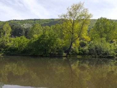 Bulgaristan 'ın başkenti Sofya' nın Pancharevo Gölü yakınlarındaki Iskar Nehri 'nin Bahar Manzarası