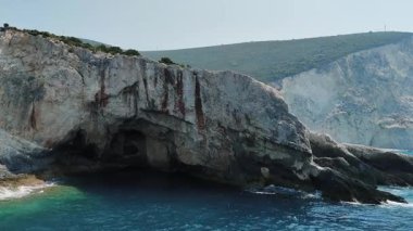 Lefkada, İyon Adaları, Yunanistan 'ın kıyı şeridinin inanılmaz panoramik manzarası