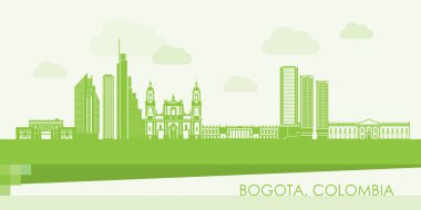 Bogota, Kolombiya 'nın Yeşil Skyline panoraması - vektör illüstrasyonu