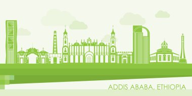 Etiyopya 'nın Addis Ababa kentinin Yeşil Skyline panoraması - vektör illüstrasyonu