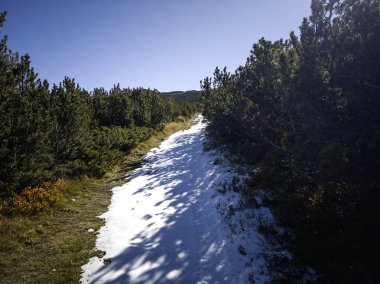 Rila Dağı 'nın Mechit yakınlarındaki muhteşem sonbahar manzarası ve Popova Kapa zirveleri, Bulgaristan