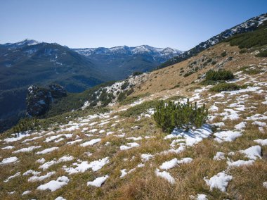 Rila Dağı 'nın Mechit yakınlarındaki muhteşem sonbahar manzarası ve Popova Kapa zirveleri, Bulgaristan