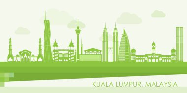 Kuala Lumpur, Malezya 'nın Yeşil Skyline panoraması - vektör illüstrasyonu