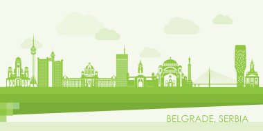 Belgrad, Sırbistan 'ın Yeşil Skyline manzarası - vektör illüstrasyonu