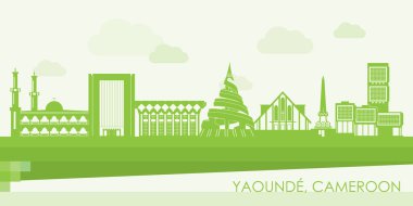 Yaound, Kamerun 'un Yeşil Skyline manzarası - vektör illüstrasyonu