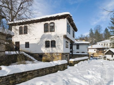Bulgaristan 'ın Gabrovo bölgesinin Bozhentsi köyünün şaşırtıcı kış manzarası