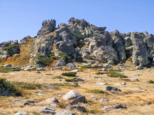 Bulgaristan 'ın Cherni Vrah zirvesi yakınlarındaki Vitosha Dağı' nın şaşırtıcı sonbahar manzarası