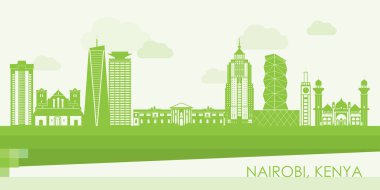 Kenya, Nairobi şehrinin Yeşil Skyline panoraması - vektör illüstrasyonu