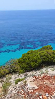 Pefkoulia plajı yakınlarındaki Lefkada 'nın Muhteşem Panoraması, İyon Adaları, Yunanistan