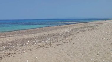 Yunanistan 'ın İyon Adaları' ndaki Agios Ioannis plajı yakınlarındaki Lefkada Panoraması