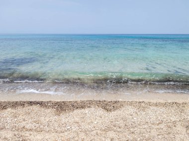 Yunanistan 'ın İyon Adaları' ndaki Agios Ioannis plajı yakınlarındaki Lefkada Panoraması