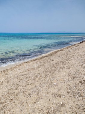 Yunanistan 'ın İyon Adaları' ndaki Agios Ioannis plajı yakınlarındaki Lefkada Panoraması