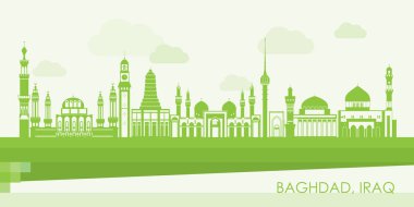 Bağdat, Irak 'ın Yeşil Skyline manzarası - vektör illüstrasyon