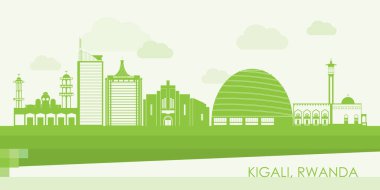 Kigali, Ruanda 'nın Yeşil Skyline panoraması - vektör illüstrasyonu