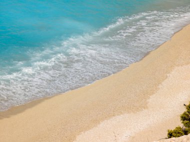 Yunanistan 'ın İyon Adaları' ndaki Porto Katsiki plajı yakınlarındaki Lefkada Sahili 'nin Muhteşem Panoraması