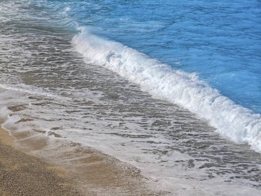 Yunanistan 'ın İyon Adaları' ndaki Porto Katsiki plajı yakınlarındaki Lefkada Sahili 'nin Muhteşem Panoraması
