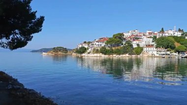 Skiathos Town, Sporades, Thessaly, Yunanistan 'ın Muhteşem Panoraması