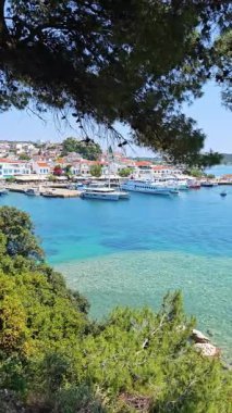 Skiathos Town, Sporades, Thessaly, Yunanistan 'ın Muhteşem Panoraması