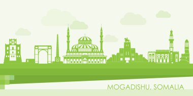 Mogadishu, Somali 'nin Yeşil Skyline panoraması - vektör illüstrasyonu
