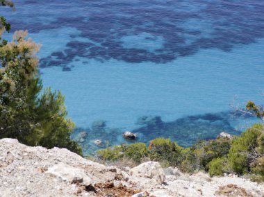 Pefkoulia plajı yakınlarındaki Lefkada 'nın muhteşem manzarası, İyon Adaları, Yunanistan