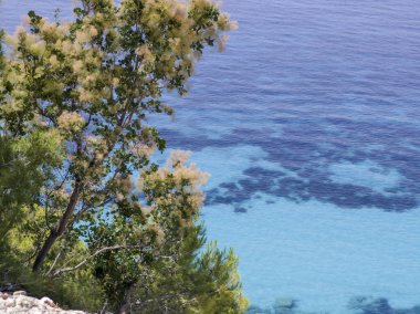 Pefkoulia plajı yakınlarındaki Lefkada 'nın muhteşem manzarası, İyon Adaları, Yunanistan