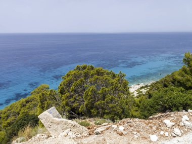 Pefkoulia plajı yakınlarındaki Lefkada 'nın muhteşem manzarası, İyon Adaları, Yunanistan