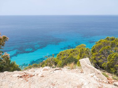 Pefkoulia plajı yakınlarındaki Lefkada 'nın muhteşem manzarası, İyon Adaları, Yunanistan
