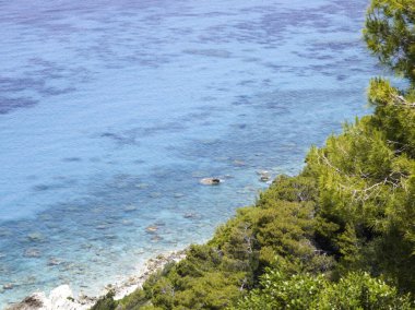 Pefkoulia plajı yakınlarındaki Lefkada 'nın muhteşem manzarası, İyon Adaları, Yunanistan