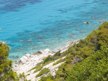 Pefkoulia plajı yakınlarındaki Lefkada 'nın muhteşem manzarası, İyon Adaları, Yunanistan