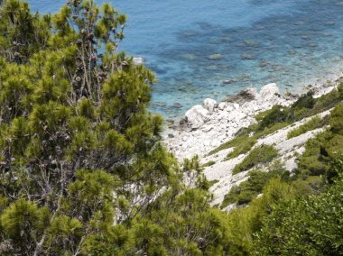 Pefkoulia plajı yakınlarındaki Lefkada 'nın muhteşem manzarası, İyon Adaları, Yunanistan