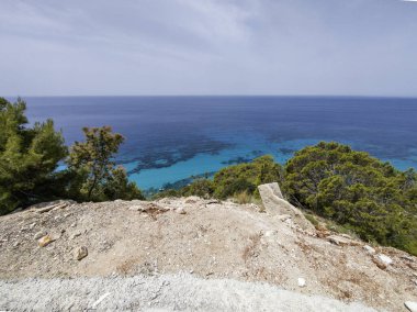 Pefkoulia plajı yakınlarındaki Lefkada 'nın muhteşem manzarası, İyon Adaları, Yunanistan