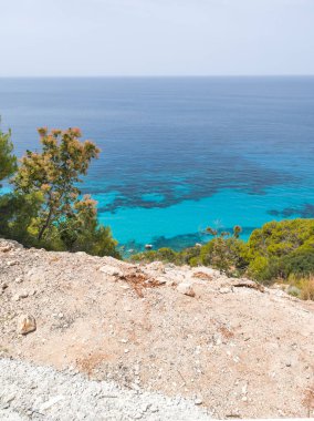 Pefkoulia plajı yakınlarındaki Lefkada 'nın muhteşem manzarası, İyon Adaları, Yunanistan